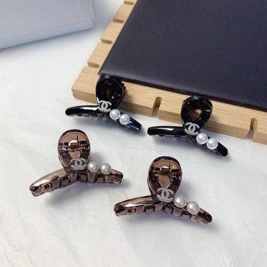 Chanel Mini Pearl Logo Hair Claw Clips