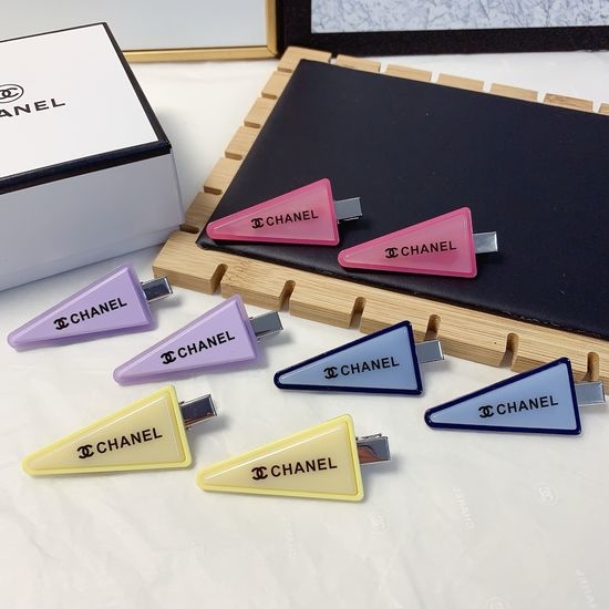 Chanel Acrylic Triangle Shape Hair Clips Pair