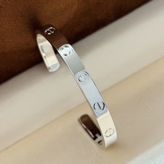 Cartier CNC Sterling Silver Screw Single Diamond Bracelet