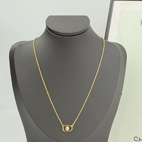 Christian Dior CD Diamond Inlaid Letter Pendant Necklace