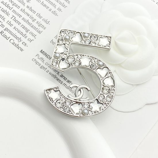 Chanel Sparkly Crystal Pearl Brooch Luxury Style