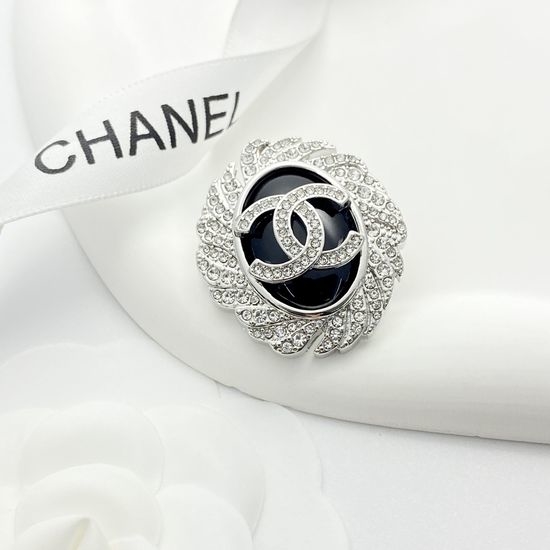 Chanel Vintage Gemstone Feather Brooch Chic Design