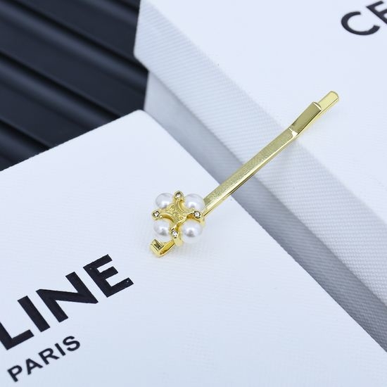 Celine Pearl Flower Hair Clip With Rhinestone Accent