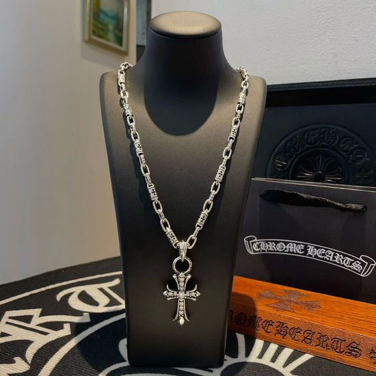 Chrome Hearts Rhinestone Cross Pendant Necklace