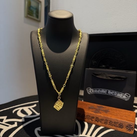 Chrome Hearts Gold Cross Flower Ball Necklace