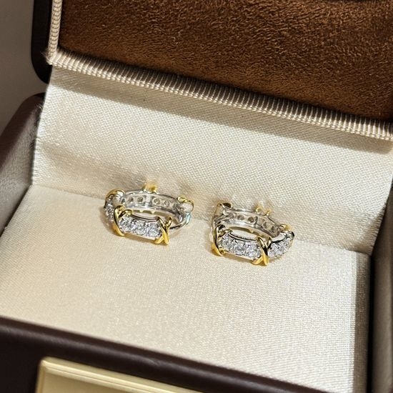 Tiffany & Co. Two Tone Pave Diamond Clip Earrings