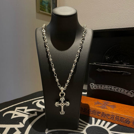 Chrome Hearts Vintage Cross Flower Ball Pendant Necklace