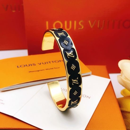 Louis Vuitton LV Black Enamel Brass Bangle