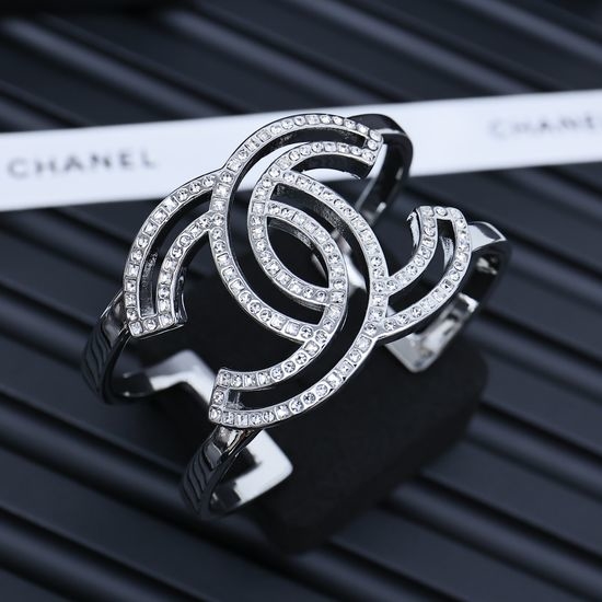 Chanel Full Rhinestone Double Letter Logo Bangle