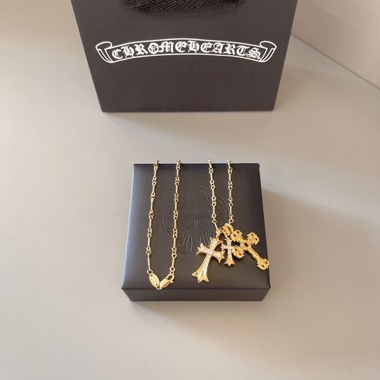 Chrome Hearts White Black Diamond Pendant Necklace