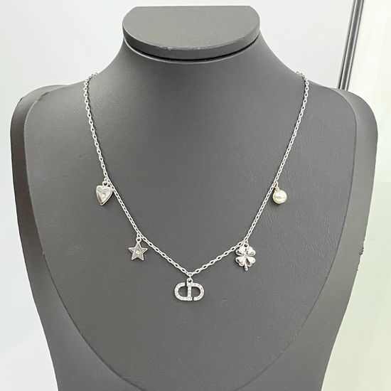 Christian Dior CD Mixed Element Delicate Chain Necklace