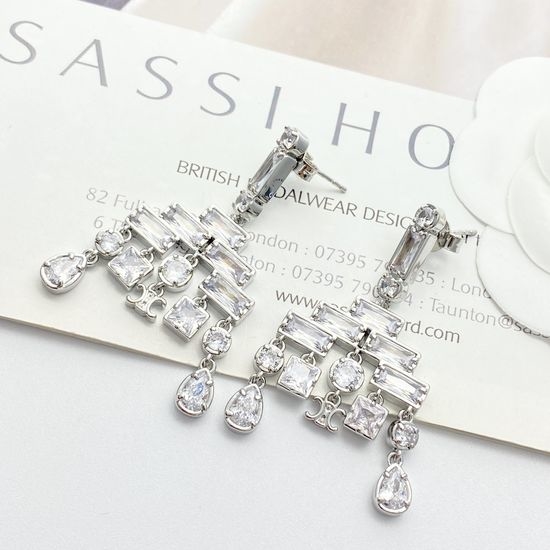 Celine Sparkling Rhinestone Tassel Drop Earrings