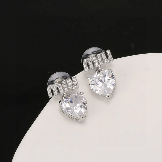 Miu Miu Crystal Heart Stud Earrings