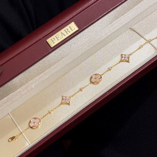 Louis Vuitton LV Pink Mother of Pearl Four Flower Bracelet