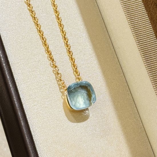 Pomellato Square London Blue Topaz Silver Necklace