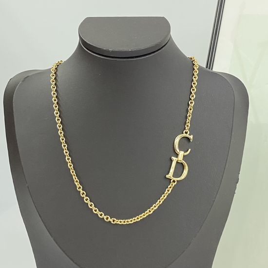Christian Dior CD Gold Initial Splicing Pendant Necklace
