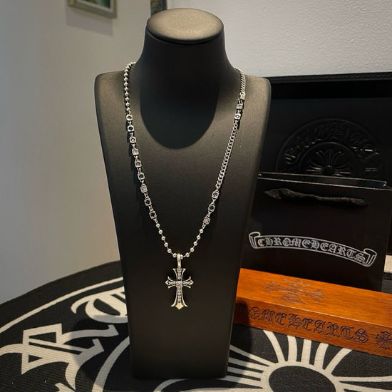 Chrome Hearts Diamond Cross Pendant Necklace