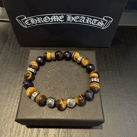 Chrome Hearts Vintage Tiger Eye Stone Beaded Bracelet