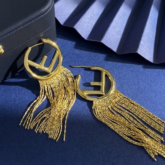Fendi Hollow Circular Tassel Drop Earrings