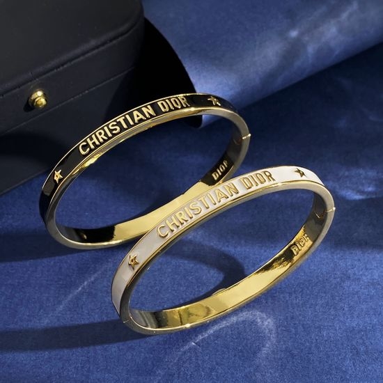 Christian Dior CD Enamel Gold Plated Bangle