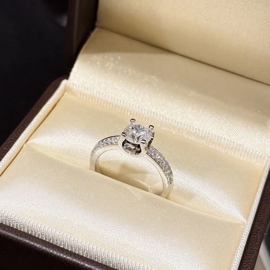 Cartier Diamond Double Row Adjustable Silver Ring