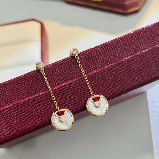 Cartier Gemstone Inlaid Amulet Stud Earrings