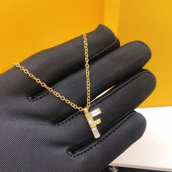 Fendi Diamond Inlaid Letter Necklace