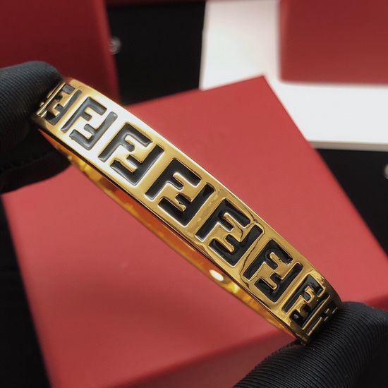 Christian Dior CD Enamel Black Solid Brass Cuff Bangle