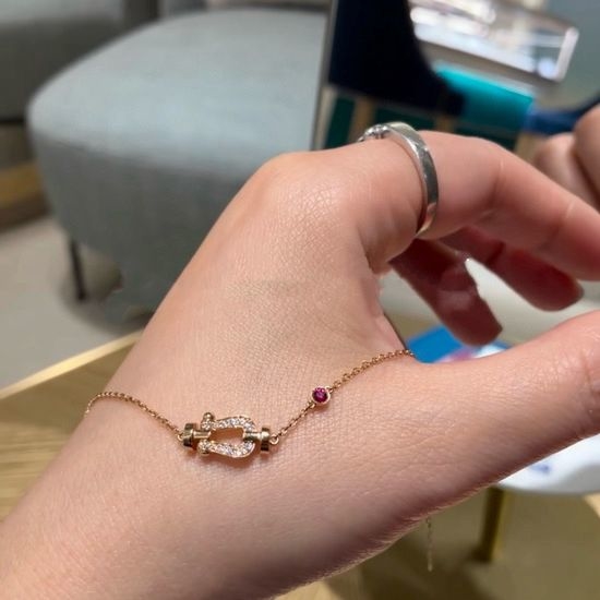 Fred Rose Gold Diamond Horseshoe Bracelet