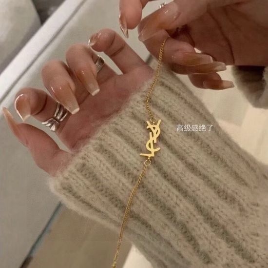 Yves Saint Laurent YSL 14K Gold Letter Logo Bracelet