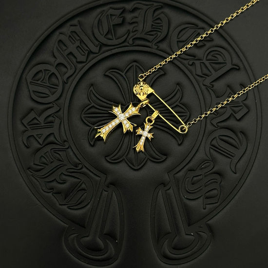Chrome Hearts Crystal Pin Pendant Necklace Jewelry
