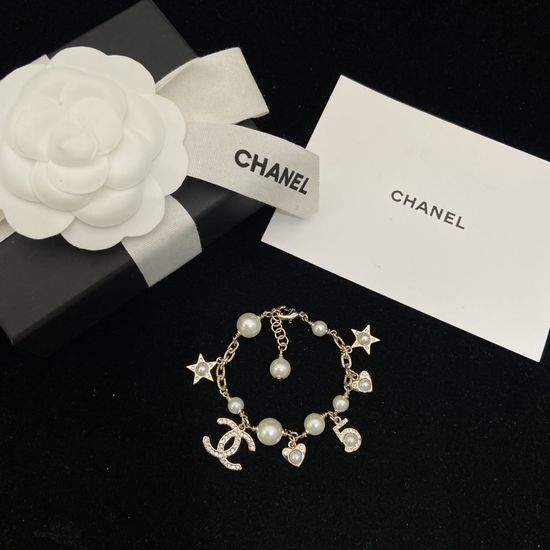 Chanel Double C Heart Charm Bracelet