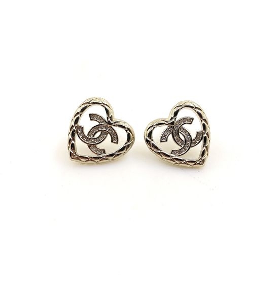 Chanel Heart-Shaped Earrings in Brass