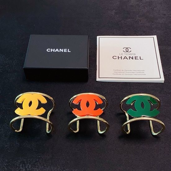 Chanel Wide Enamel Open Bangle Bracelet