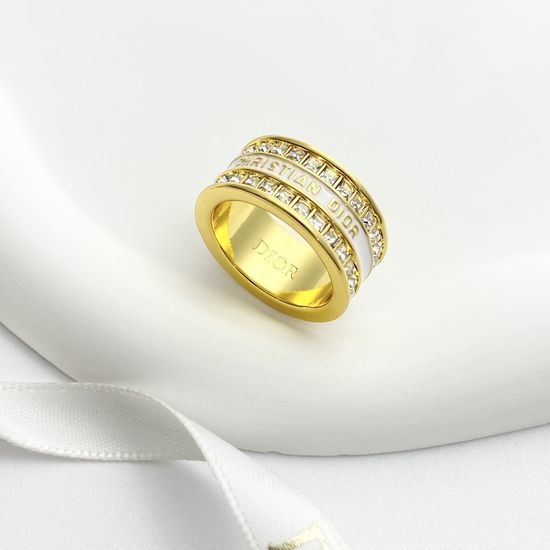 Christian Dior CD Enamel Diamond Inlaid Ring