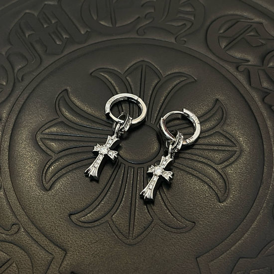 Chrome Hearts Vintage Crystal Cross Stud Earrings