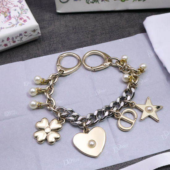 Christian Dior CD Bee Heart Decor Metal Bag Chain