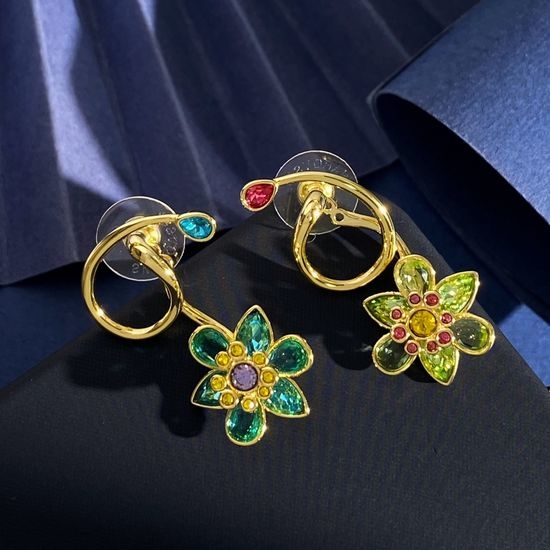 Swarovski Floral Crystal Asymmetric Stud Earrings