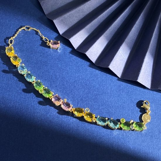 Swarovski Color Crystal Gold-Tone Bracelet
