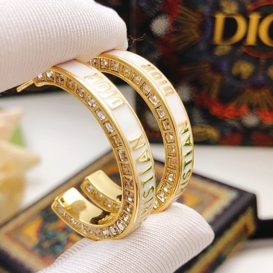 Christian Dior CD Square Diamond Hook Drop Earrings