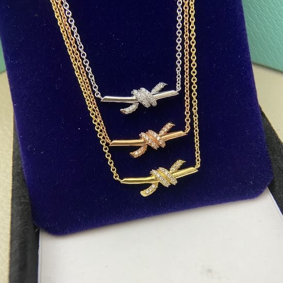 Tiffany & Co. Diamond Twisted Knot Pendant Necklace