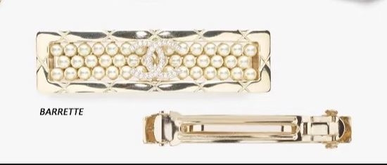 Chanel Quilted Pearl Hair Clip Shiny Noble Style