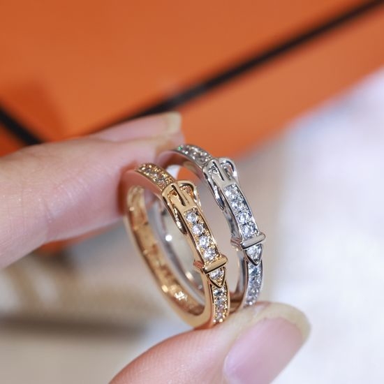 Hermes Sparkling Buckle Design Ring Jewelry