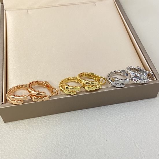 Bvlgari Smooth Snake Stud Earrings Gold Plated