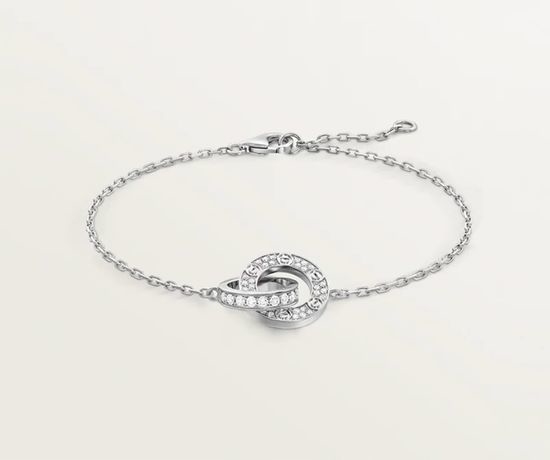 Cartier Interlocking Double Rings Bracelet Inlaid Diamonds