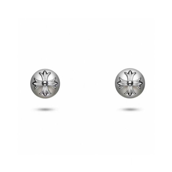 Chrome Hearts Cross Pearl Stud Earrings Delicate Daily Wear