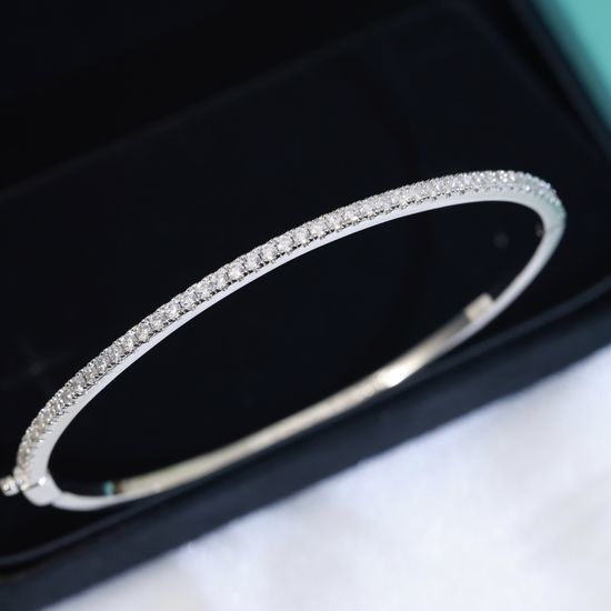 Tiffany & Co. Diamond Inlaid Adjustable Bangle Bracelet