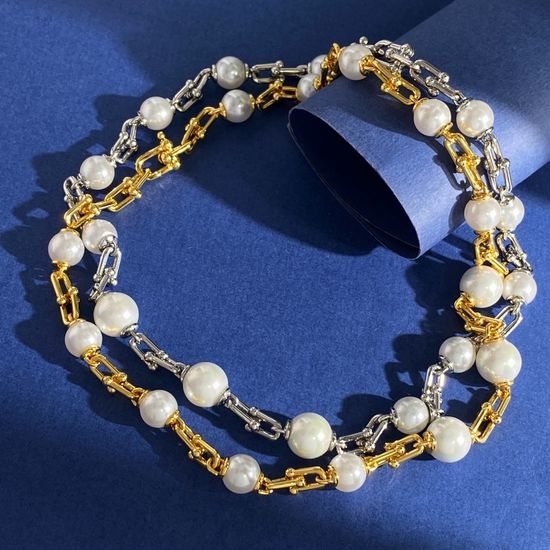 Tiffany & Co. Bamboo Chain Pearl Decorated Necklace