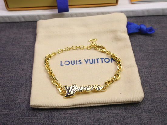 Louis Vuitton LV Gold Tone Delicate Chain Bracelet