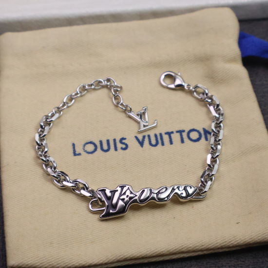 Louis Vuitton LV Silver Tone Delicate Chain Bracelet